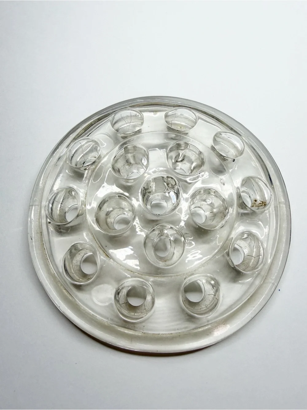 Vintage 16 Hole Domed Glass Flower Frog